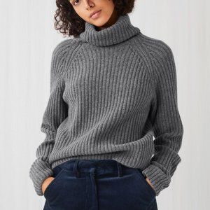 Arket Cashmere Cropped Turtleneck sweater grey S